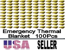 100 Pcs Medical Emergency Thermal Blanket Mylar Trauma Military Survival Gold