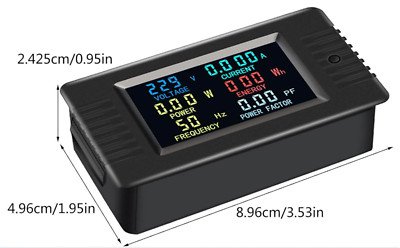 Color Digital Power Meter Voltages Current & Power Factor For Efficient 80-260V