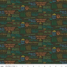 Smokey the Bear Words on Dark Brown BT Yard x 44 wide cotton Riley Blake