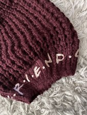 NWT Friends tv show vinyl logo on Beanie Colors Available Burgundy, Green Tan