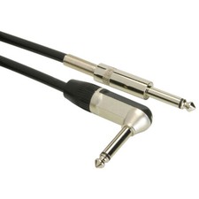Guitar/Instrument Cable Patch Cord Plug 1/4" Male to 1/4" Right Angle Male 10'