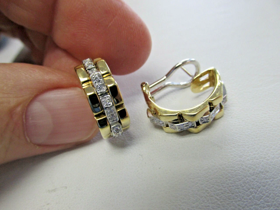 Impresionantes Pendientes de Diamantes de Medio Aro CHIMENTO F VVS .44 ctw Oro 18k HACER OFERTA Foto 2 de 4