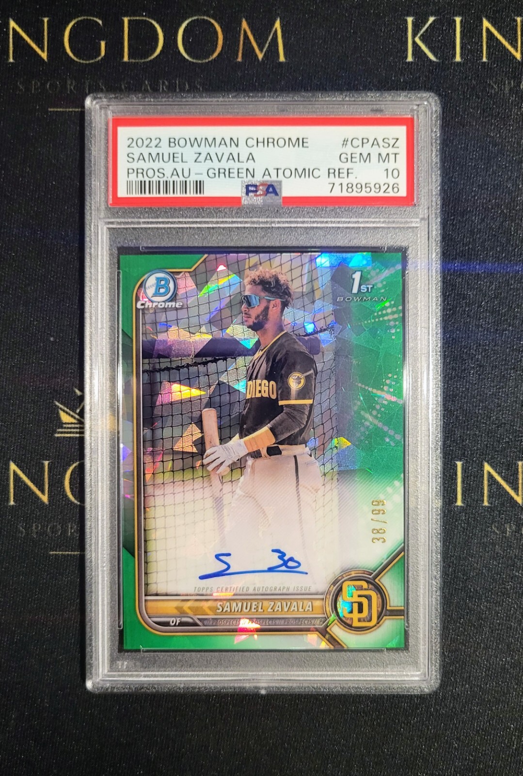 2022 Bowman Chrome 1st Samuel Zavala Green Atomic Refractor Auto /99 PSA 10