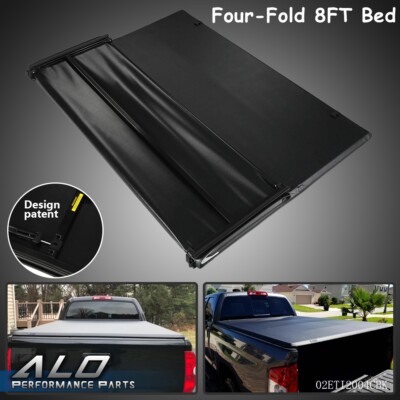 Four-Fold Tonneau Cover 8Ft Long Bed Fit For 14-21 Toyota Tundra Lock