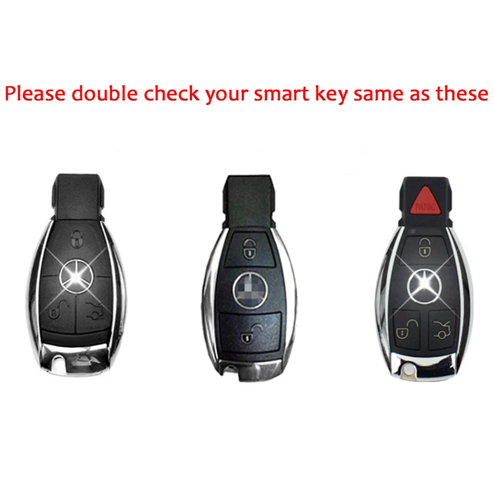 Mando a distancia Smart Key FOB negro brillante cubierta carcasa tapa para Mercedes Benz Foto 2 de 4