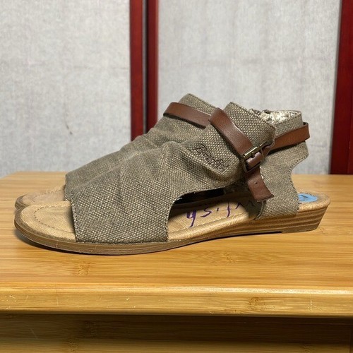 Blowfish Boho Tan & Brown Balla Open Toe Canvas Sandals w/Belt (Size: 7.5) - Picture 4 of 13