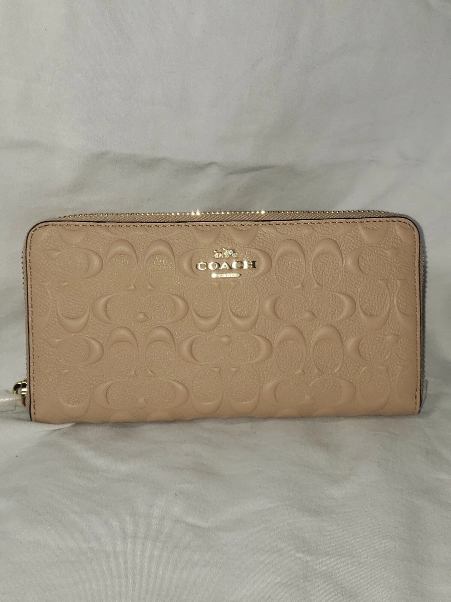 Coach Pink/Beige GG Canvas and Leather Accordion Zip Around Wallet Coach