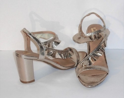 Tamaño 11-Oro Metálico Sandalias – brillante Lame Tela Con Tiras-Con  Volantes – Nuevo $45 | eBay