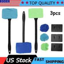 3X Window Windshield Cleaning Tool Microfiber Car Wiper Cleaner Glass Brush New