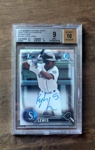 2016 KYLE LEWIS Bowman Chrome Draft Pick Autographs REFRACTOR /499 BGS 9 Auto 10