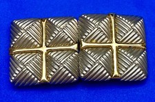 Vintage Two Piece Interlocking Two Tone Squares Belt Buckle By Accessocraft Nyc
