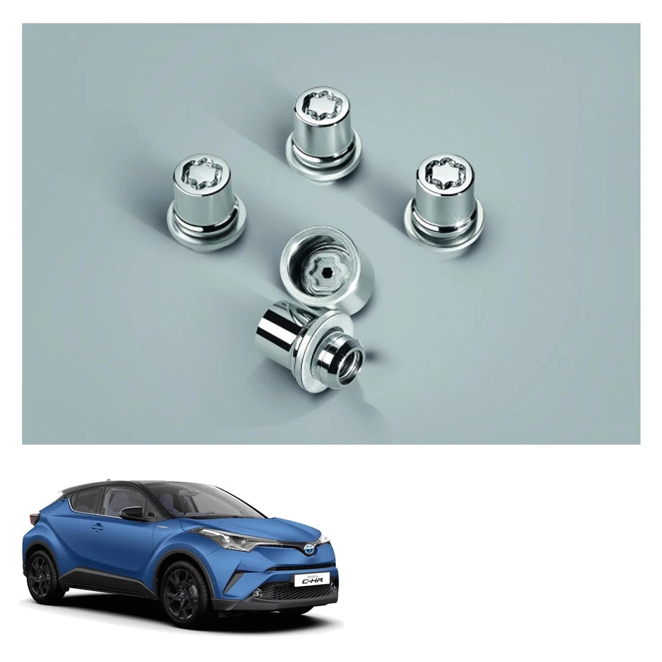 Wheel Lock 4 Nut + 1 Block Set Chrome For Toyota C-HR 2018 2019 - Imagem 4 de 4