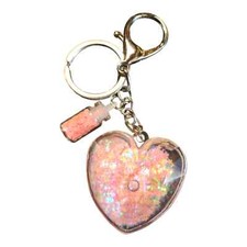 Pink Heart Shaped Keychain or Craft Charm Fashion Accent
