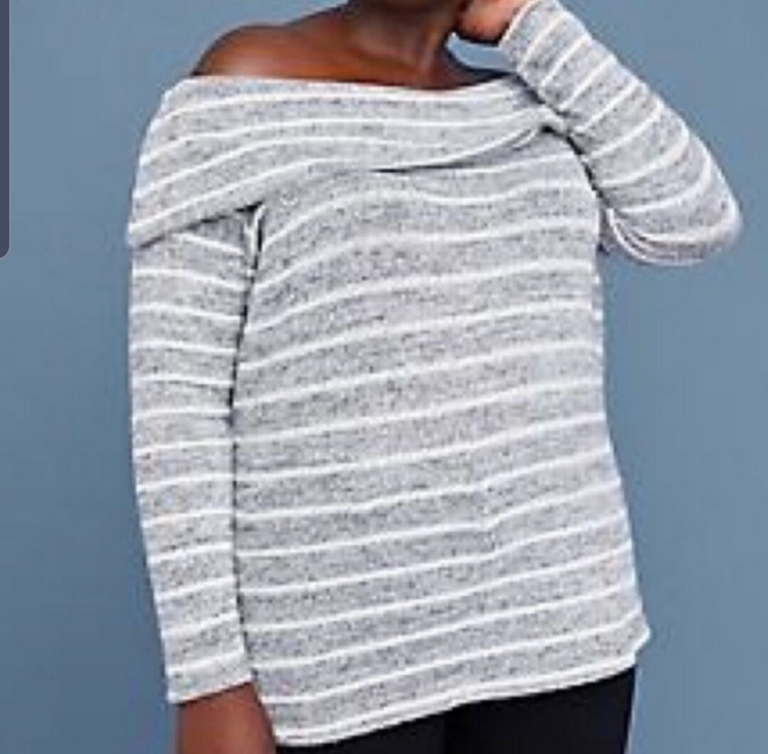NWT Lane Bryant grey\u0026white striped off 