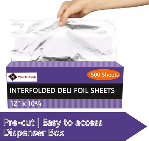200 12x10" pre-cut aluminum foil sheets, heat-tolerant, w/ dispenser - Picture 3 of 9