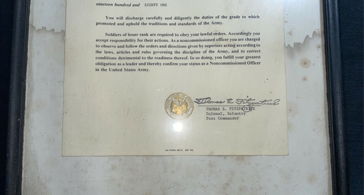 United States Army Certificate of Promotion Staff Sergeant Framed Letter (1981) | eBay united-states-army-certificate-of-promotion-staff-sergeant-framed-letter-1981-ebay