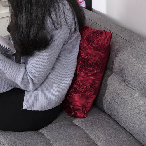 Square Satin 3D Rose Flower Throw Pillow Cover Sofa Car Pillow Cushion Cases - Picture 11 of 18
