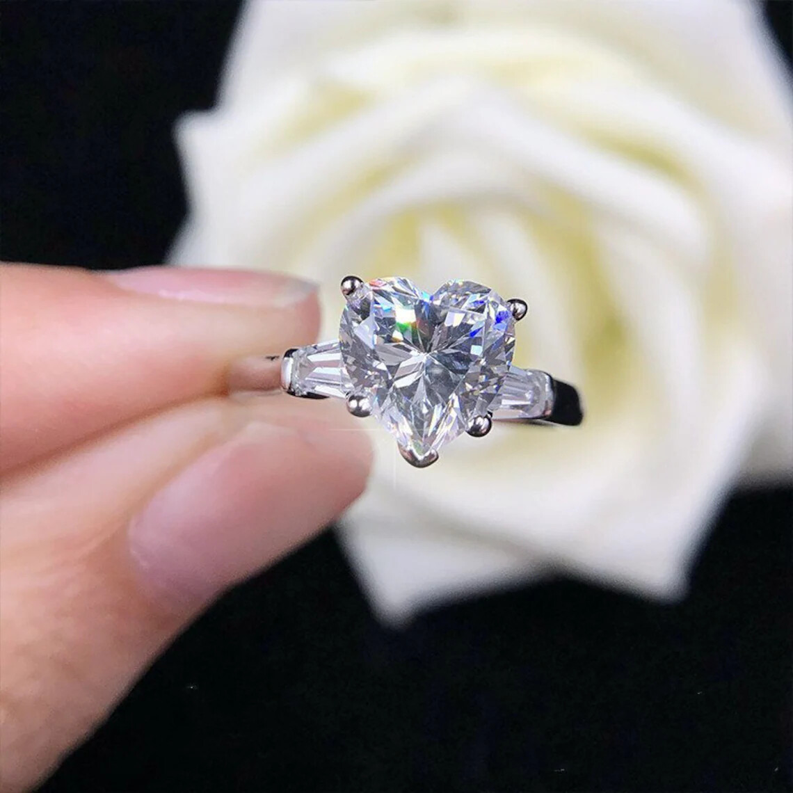 4 Ct Princess Cut VVS1/D Lab Created Stud Earrings 14k White