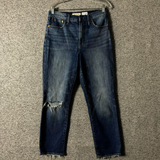 Madewell Women's Size 28 Blue Denim The Perfect Vintage Crop Distressed Jean