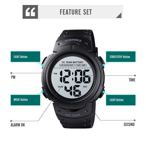 Men's Sport Watch Fashion Multifunction Chronograph 100M Waterproof Wristwatch - Picture 10 of 16