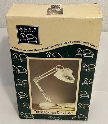 Alsy Swing-Arm Magnifier Task Lamp Home Office Desk 33'' White 60 Watt D2865