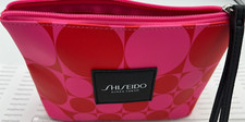 Shiseido RED/PINK 8"x5.5"x2.5" Cosmetic Makeup Bag/Pouch w/Zipper NEW AUTHENTIC