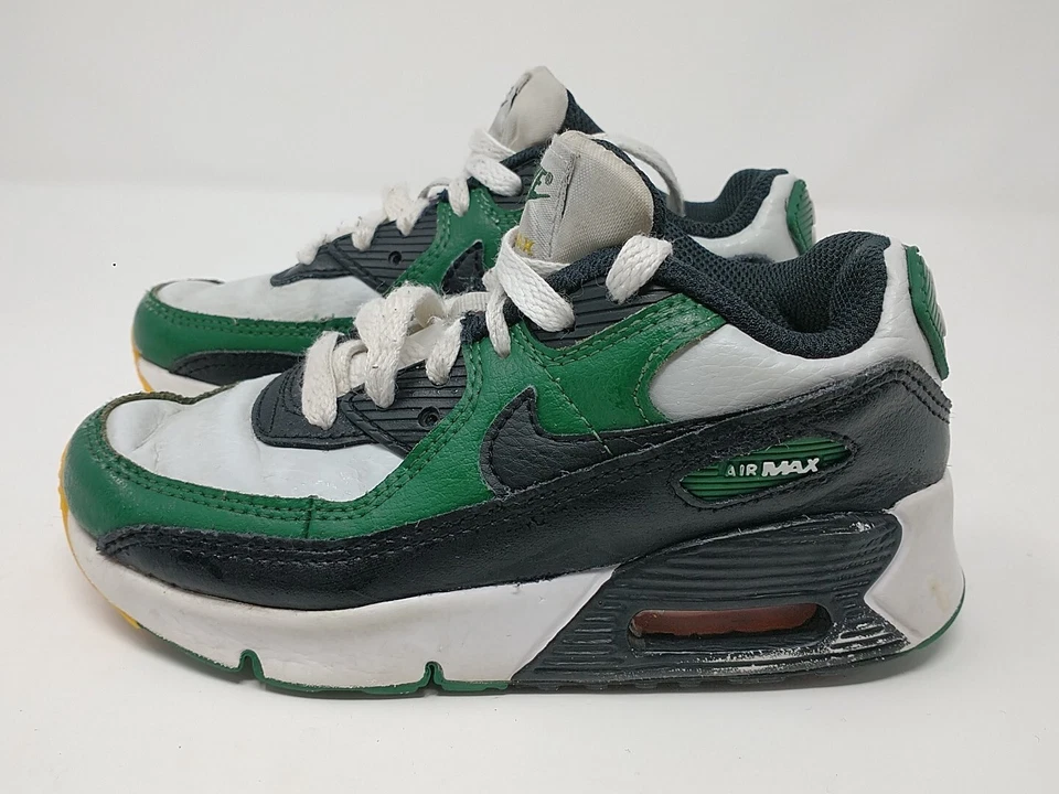 Nike Air Max 90 LTR Pure Platinum/Black/Green (CD6867 020) Boys Kids Size 13C - Image 2 of 4