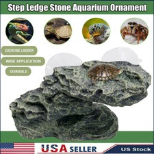 Turtle Basking Platform Resin Rock Tortoise Dock Climbing Sunbathing Aquarium US