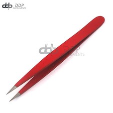 DDP Stainless Steel Fine Point Tweezer, Red Hair Remover