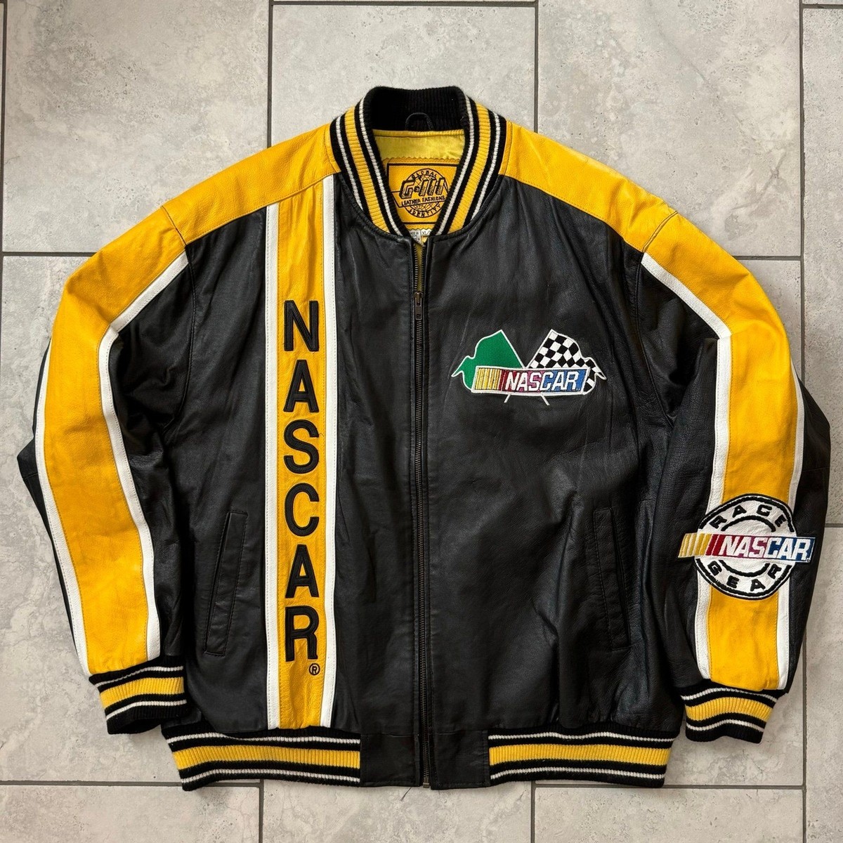 Vintage GIII Authentic NASCAR Racing Leather Jacket Size XL Mens
