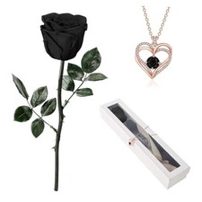 OSIAX Flowers for Delivery Prime,Single Preserved Rose with Necklace for Black