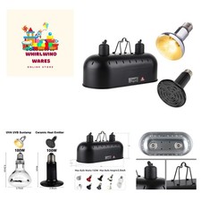 15 inch Dual Reptile Light Fixture, Max 150W Dual Reptile Heat Lamp Fixture w...