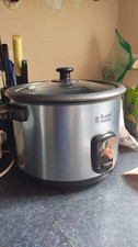 Russell Hobbs Stainless Steel Slow Cooker Silver/Black Keep Warm Glass Lid