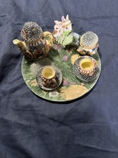 Miniature Tea Set Mini Figures Bunny Tea Set House Decoration Miniature