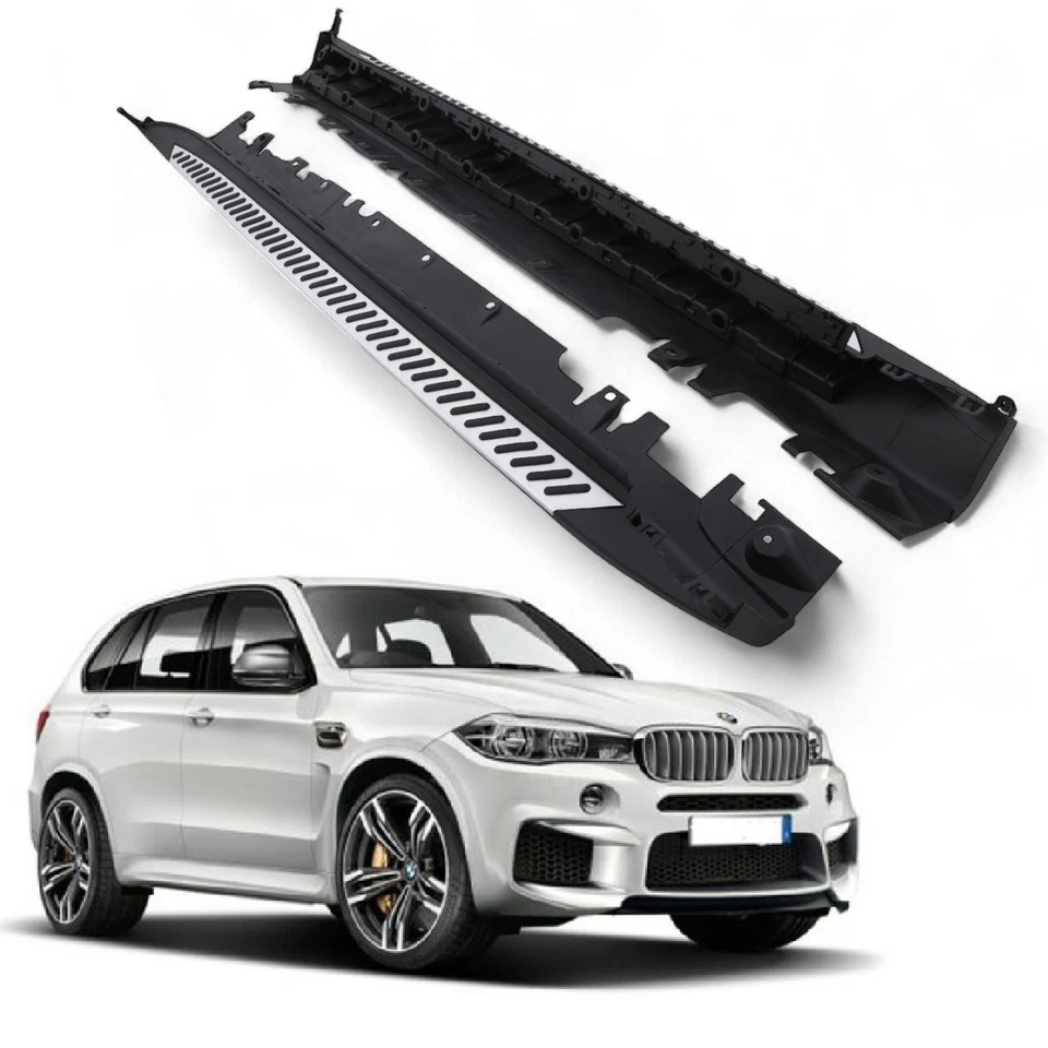 BLACK RUNNING BOARD SIDE STEPS FOOT RAILS OEM STYLE FOR BMW X5 F15 14-18 - Image 3 of 4