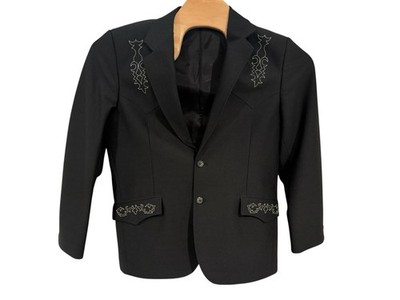 Vintage Circle S Ranch Western Blazer Jacket Black Men's 42R Two Button