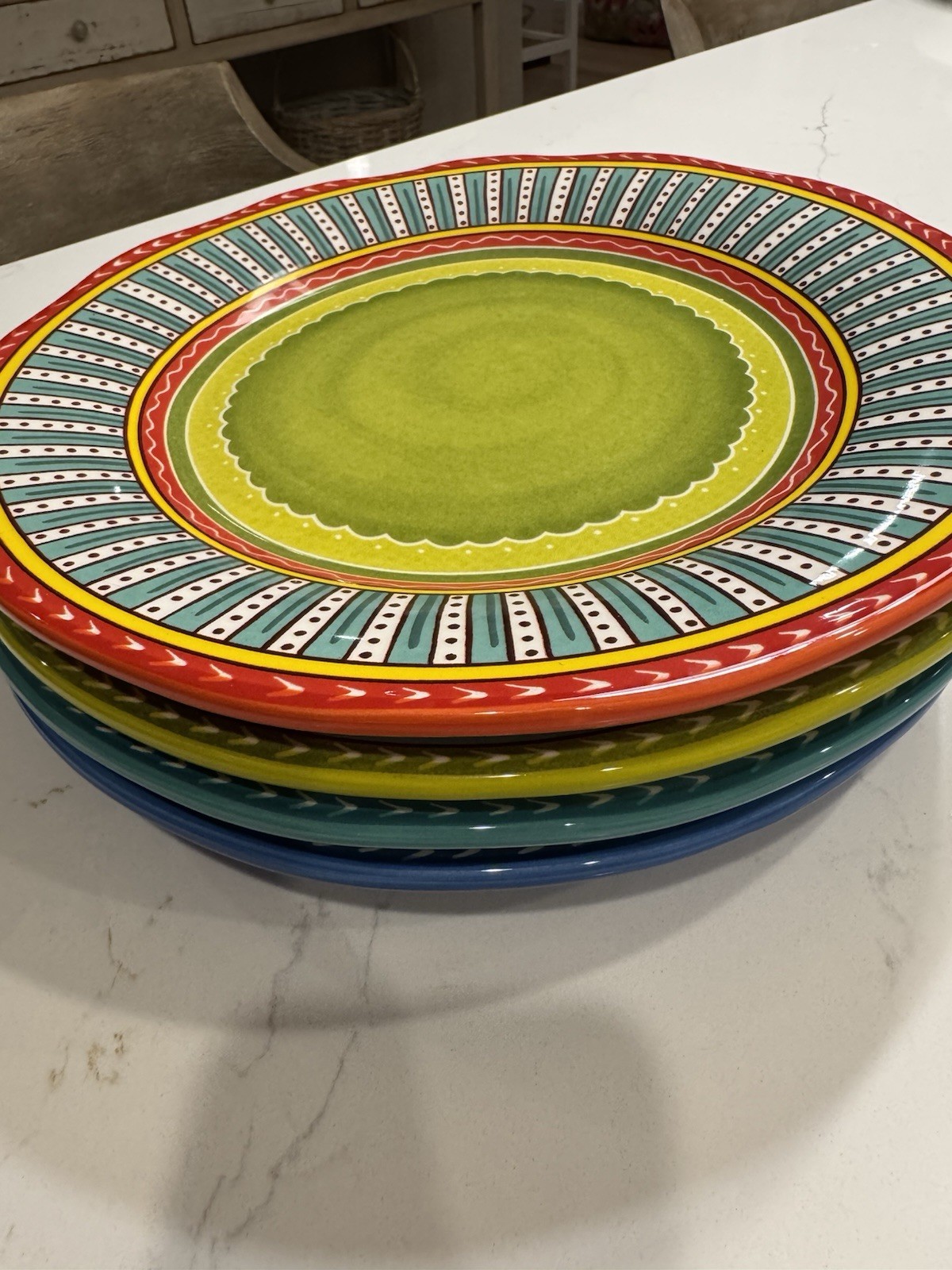 Of 4 Certified International Valencia 11.25&rdquo; Boho Style Di