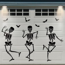 31Pcs Halloween Garage Decoration Magnet Stickers Black Dancing Skeleton Bat ...