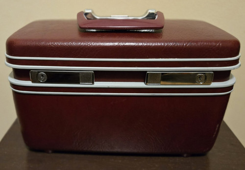 Vintage Samsonite Burgundy Cosmetic Train Case Carry-on Luggage - No Key
