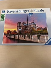 Vintage Ravensburger Picturesque Notre Dame 1500 Puzzle Church Cathedral Scenic