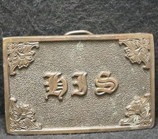 XE29113 SWEET VINTAGE 1975 HIS INITIALS LETTERS FASHION MENS BRASS BELT BUCKLE