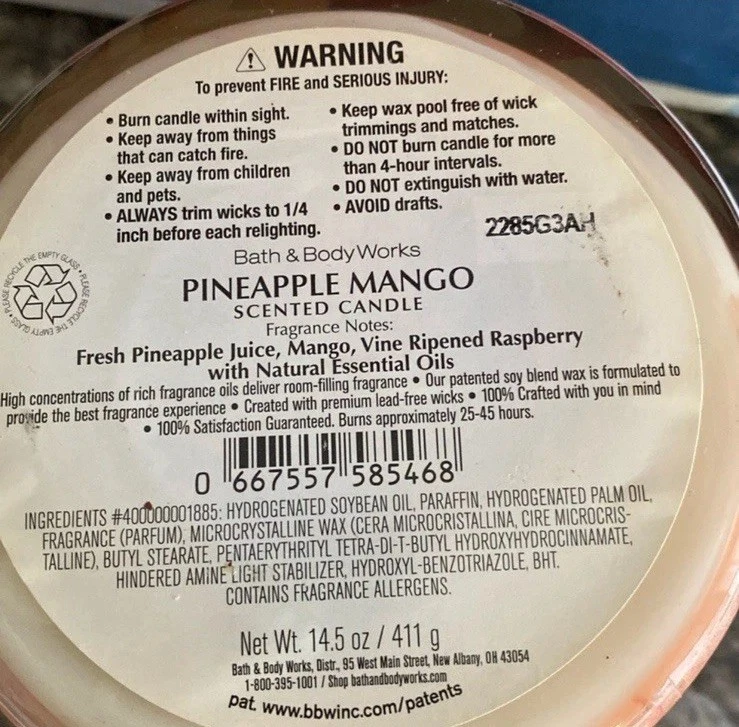 Bath & Body Works 3-Wick candles  Pineapple Mango  1. candle 14.5 oz. - Image 3 of 3