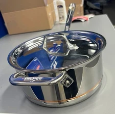 New All Clad Stainless Steel COPPER CORE  3 Qt. SAUCE PAN & Lid