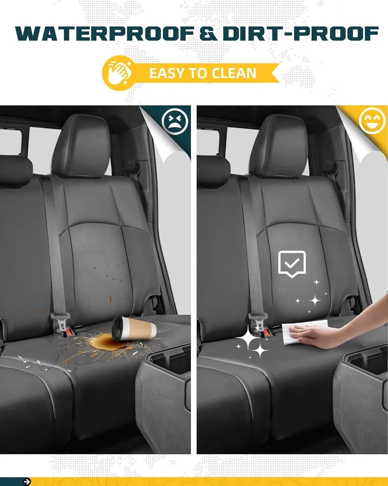 Fundas de asiento de cobertura completa para Toyota Tacoma 2024 2025 doble/cabina SR SR5 cuero Foto 2 de 4