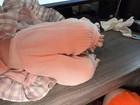 Curly Brown Hair Baby Doll Girl Pink Plaid Outfit Removable Clothes Soft Body — photo 10