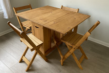 Wooden Butterfly Folding Dining Table Chairs Set Space Saving Kitchen Furniture