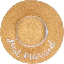 Just Married Straw Floppy Sun Hat