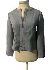 Ted Baker Mid Grey Bow Detail 2pc Suit Crop Blazer Pants Texture USA 2 NWT