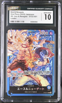 #ad CGC GEM MINT 10 Ace amp; Newgate ST22 001 EX ONE PIECE Card Japanese $28.19
