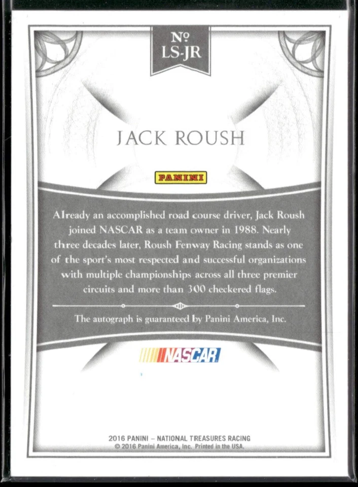 2016 National Treasures Racing JACK ROUSH /50 Auto #LS-JR NASCAR N354 - Image 2 of 3